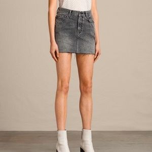 ALLSAINTS NEW without tags cotton raw denim lexi acid wash denim mini skirt
